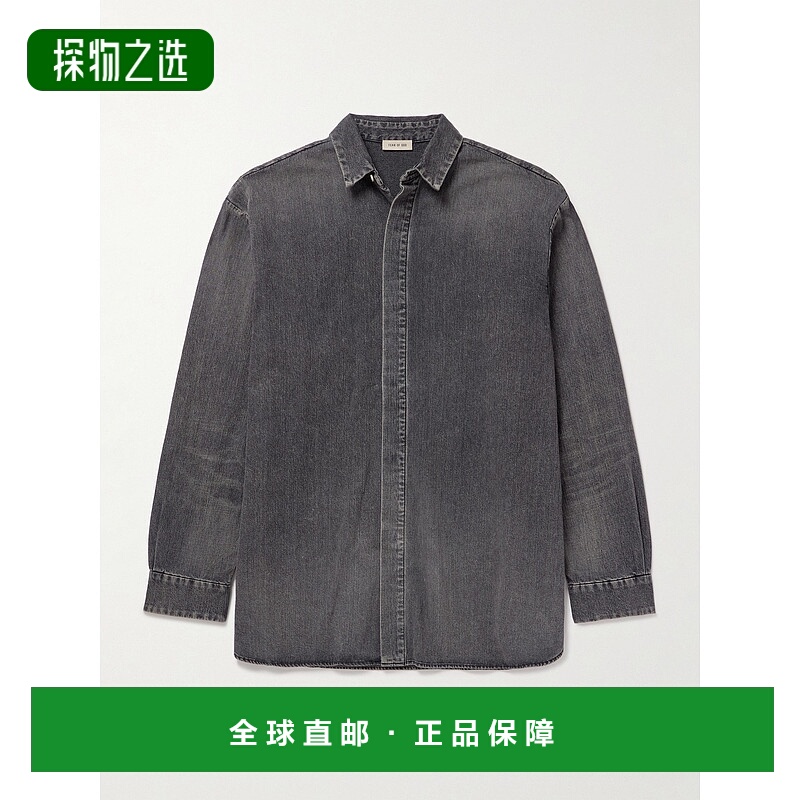 香港直邮essentials fear of god 男士 宽松款牛仔布衬衫 FG24FW5