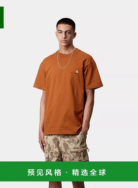 欧洲直邮Carhartt Wip 男士橙色棉短袖T恤针织
