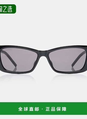 1h可退 香港直邮Gucci 古驰 女士 徽标矩形太阳眼镜 black黑色 舒