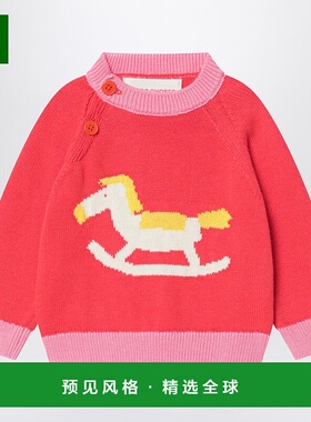 香港直邮bobo choses 男童 红色棉质木马图案毛衣童装 B225AB021C