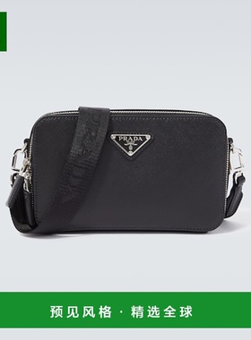 1h可退 香港直邮Prada 普拉达 男士 Brique 皮革斜挎包 black黑色