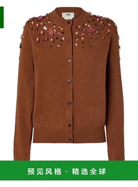 香港直邮FENDI 女士针织衫 FZE543AUZWF1T6K AW2025 棕色 SEQUINE