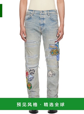 1h可退 香港直邮AMIRI 男士 蓝色 Station Patch Repair Slim 牛