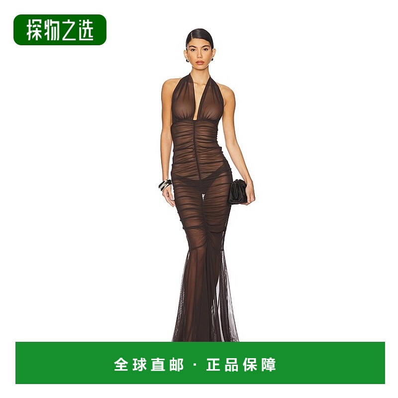 1h可退 香港直邮NORMA KAMALI 诺玛·卡玛丽 女士 Front 挂脖抽褶