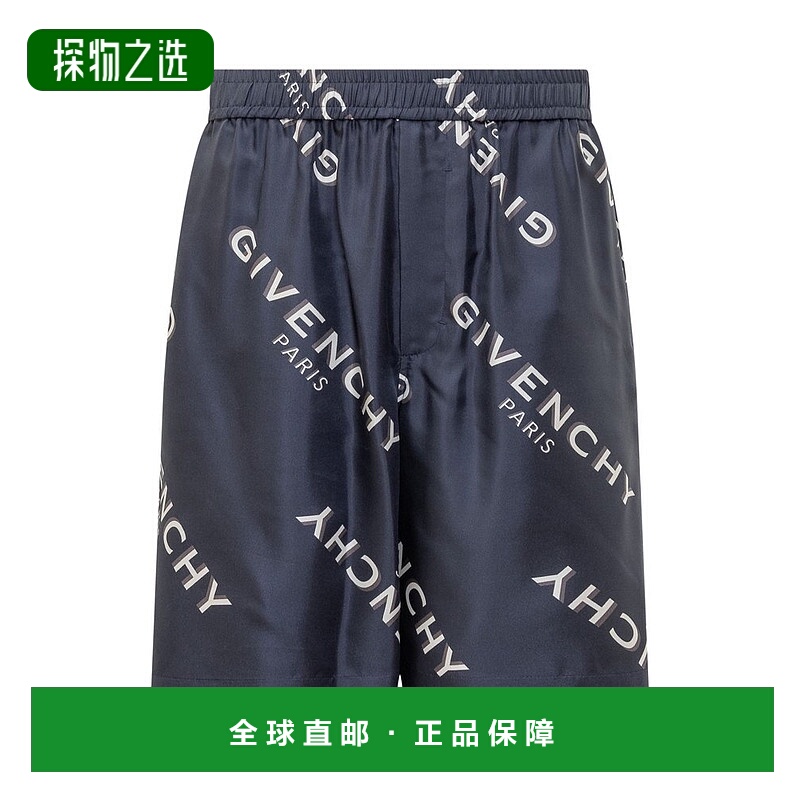 香港直邮Givenchy 纪梵希 男士 海军蓝 Silk Twill 百慕大短裤 BM