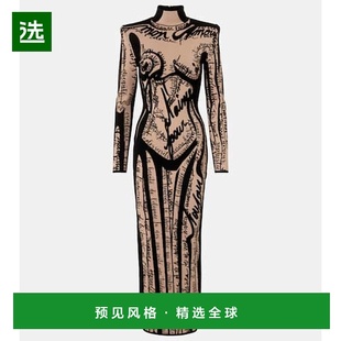 1h可退 香港直邮Balmain 巴尔曼 女士 针织长款连衣裙 beige米色