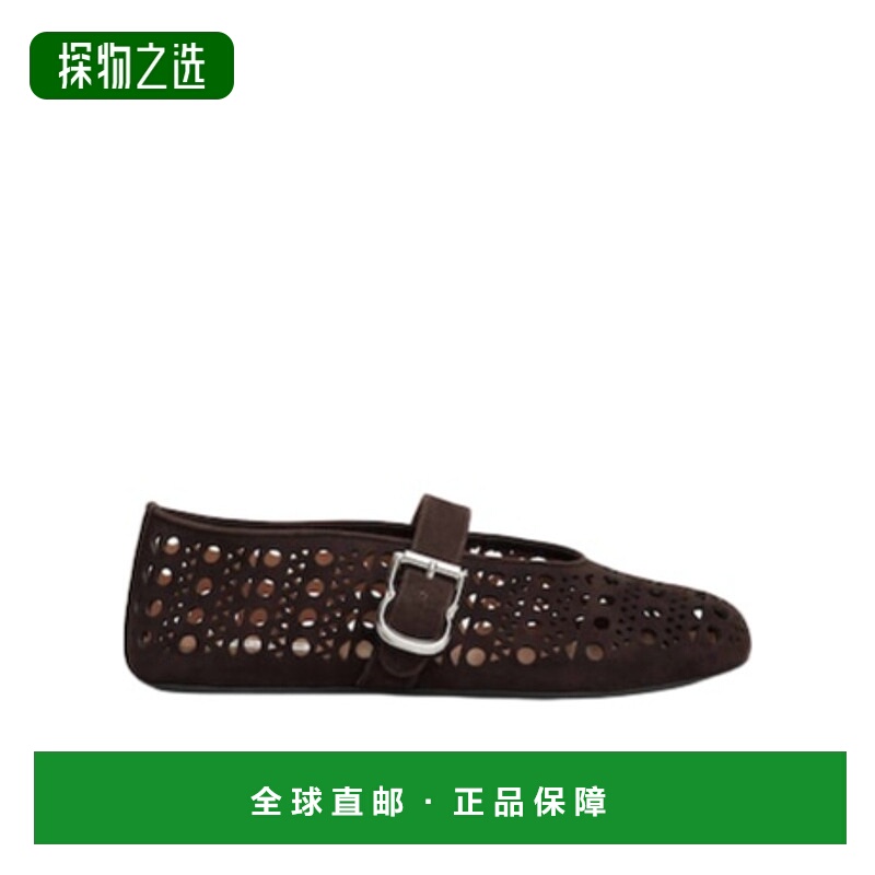 香港直邮Alaia VIENNE 绒面芭蕾平底鞋 AA3A029C0H53
