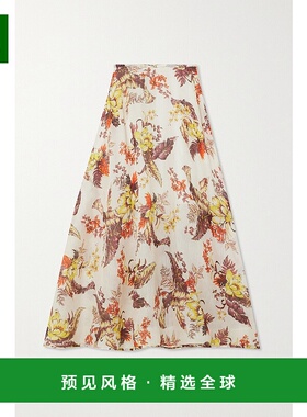 1h可退 香港直邮ZIMMERMANN 女士 Matchmaker 印花亚麻真丝混纺薄