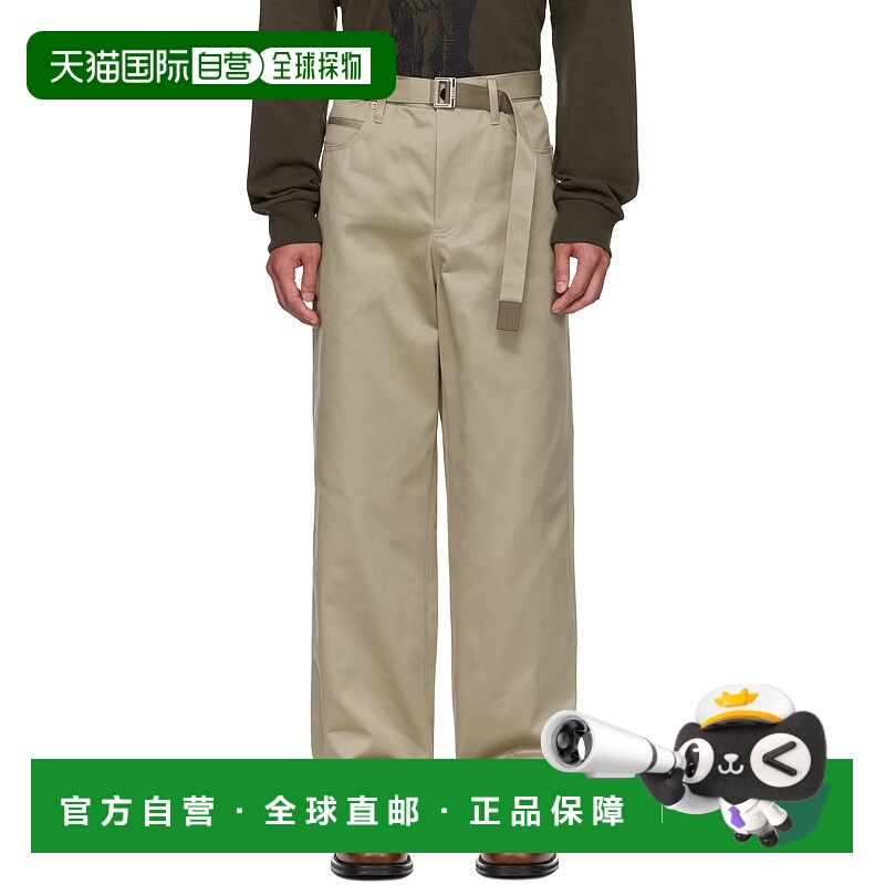 1h可退 香港直邮Sacai 男士 驼色 Cotton Chino 长裤 2503769M