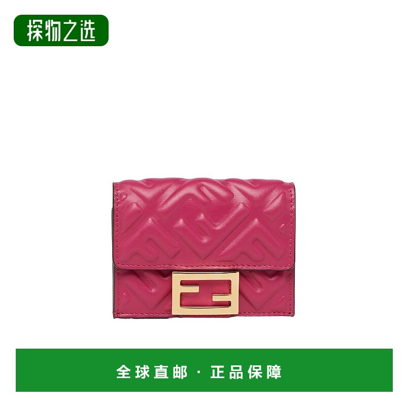香港直邮Fendi 紧凑型三折Baguette皮夹 8M0395AAJD钱包卡夹羊皮