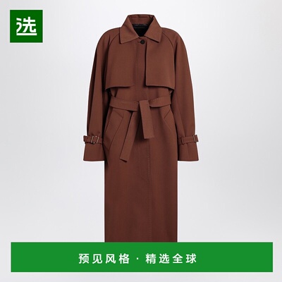 1h可退 香港直邮MaxMara 麦斯玛拉 女士 棕色防雨华达呢风衣 COSI