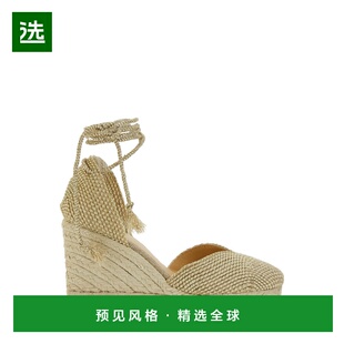 1h可退 香港直邮CastaÑer 女士 'Cora' Closure 浅褐色坡跟布织系