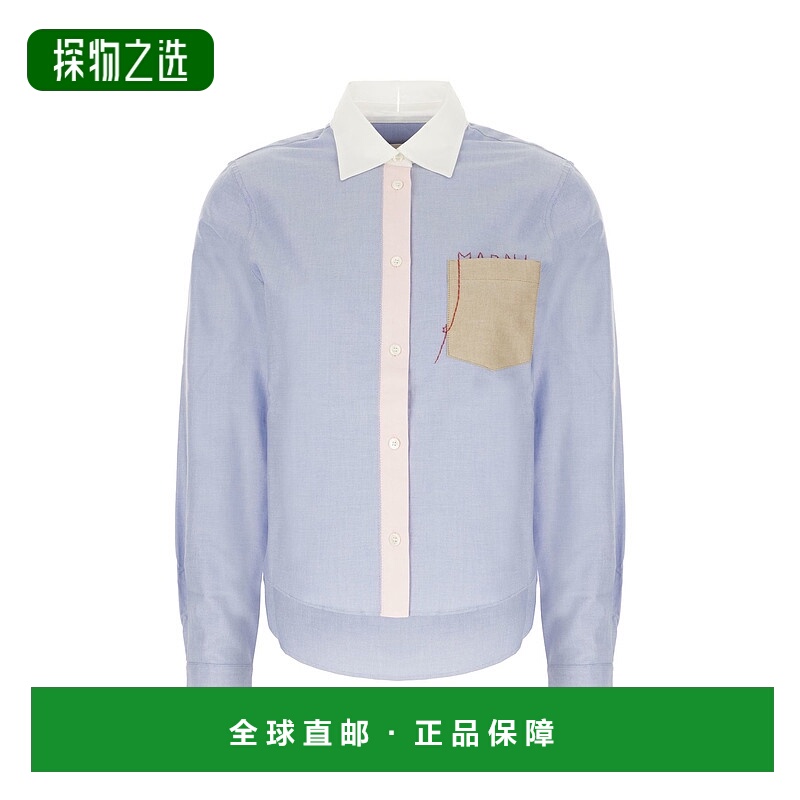 香港直邮Marni 玛尼 女士 撞色領長袖襯衫 CAMA0661SQUTC437