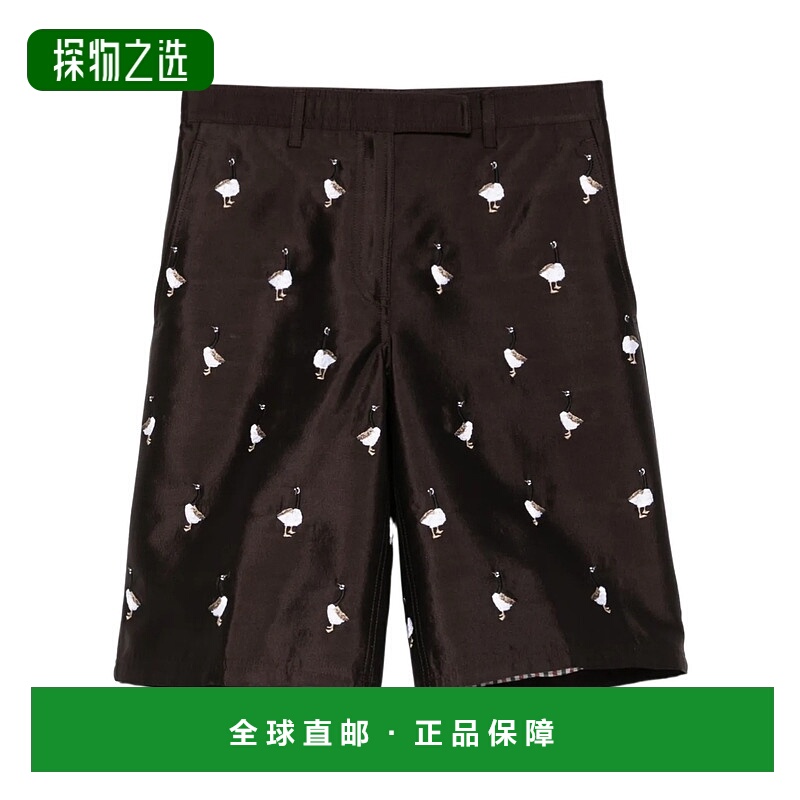 香港直邮Thom Browne 羊毛和真丝鹅绒阔腿短裤 FTC506EE1360