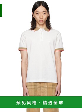1h可退 香港直邮Burberry 巴宝莉 男士 白色 Logo Collar Cotton