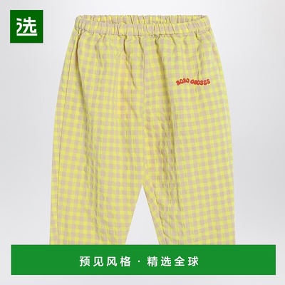 1h可退 香港直邮bobo choses 女童 黄色布织长裤(Vichy)童装 B125