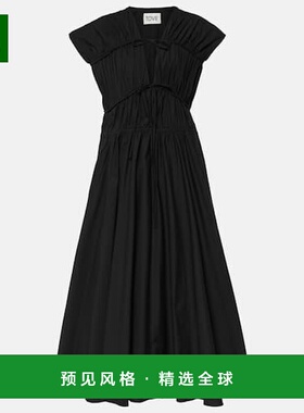 1h可退 香港直邮TOVE 女士 Ceres 褶皱棉质中长连衣裙 black黑色