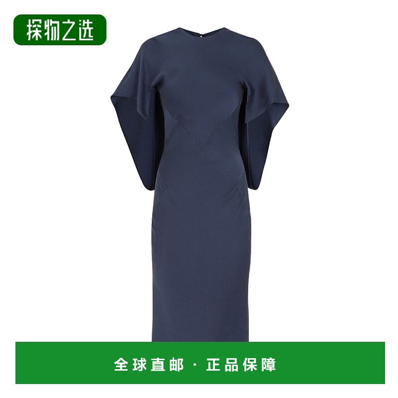 香港直邮Fendi 圆领中长连衣裙 FDC507AM3D缎面真丝紧身