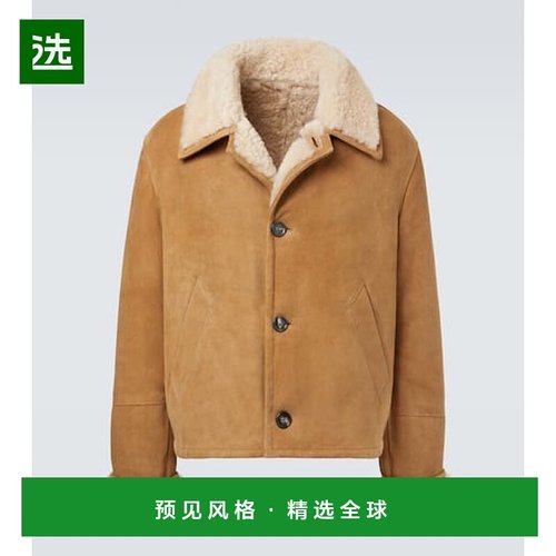 1h可退 香港直邮Ami Paris 男士 皮毛内里绒面革夹克 beige米色