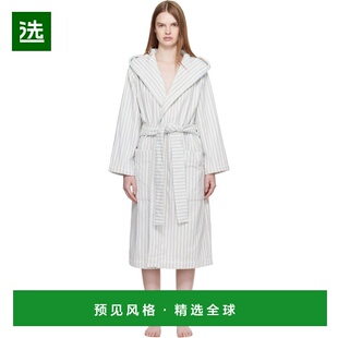 1h可退 香港直邮Tekla 女士 灰白色 & 蓝色 Terry Hooded 浴袍 HB