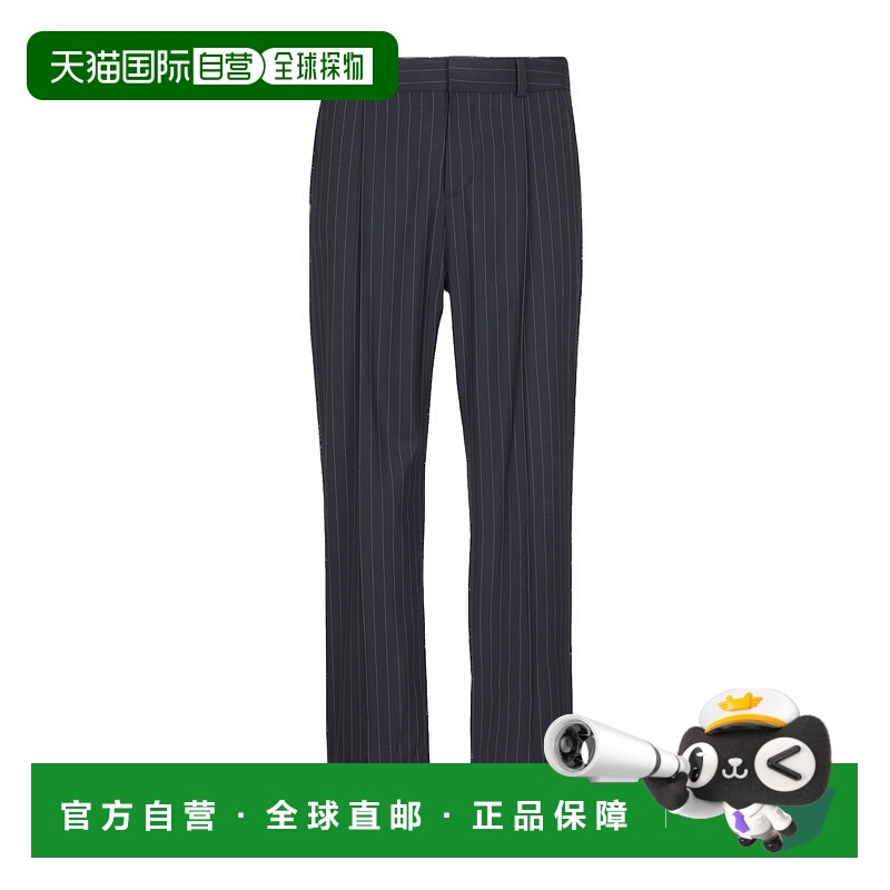 香港直邮Balmain 细条纹羊毛直筒裤 FH0PM110WD25