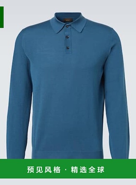 1h可退 香港直邮Slowear 男士 羊毛混纺Polo毛衣 blue蓝色 舒适时