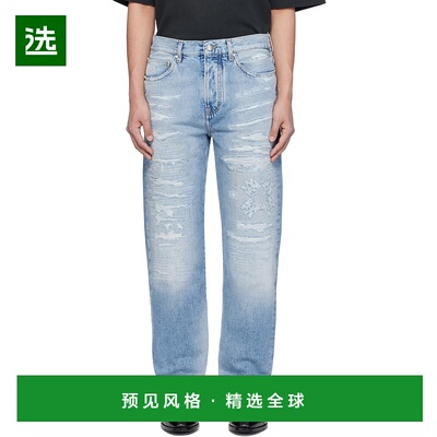 1h可退 香港直邮AMIRI 男士 蓝色 MA Quad Repaired Straight 牛