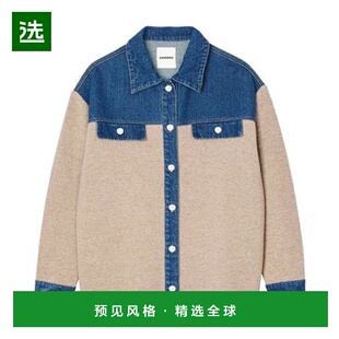 欧洲直邮Sandro 针织和牛仔布心外套休闲舒适流行时尚百搭夹克穿