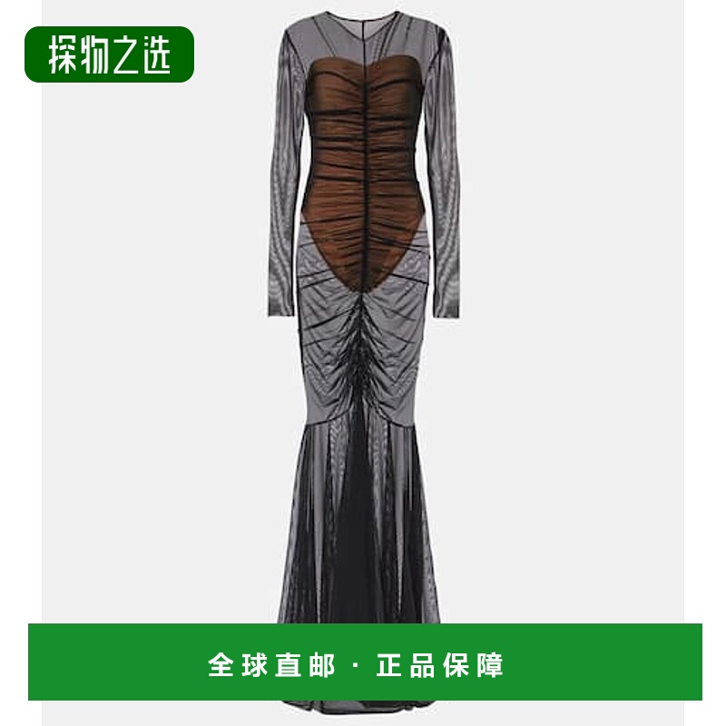 香港直邮NORMA KAMALI 诺玛·卡玛丽 女士 抽褶透视睡裙