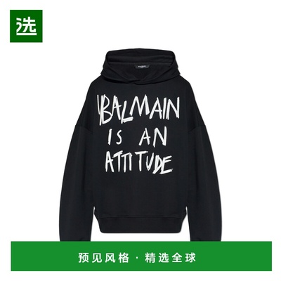 香港直邮BALMAIN 男士卫衣 GH1JT250GF40EAB SS2026 黑色 长袖连