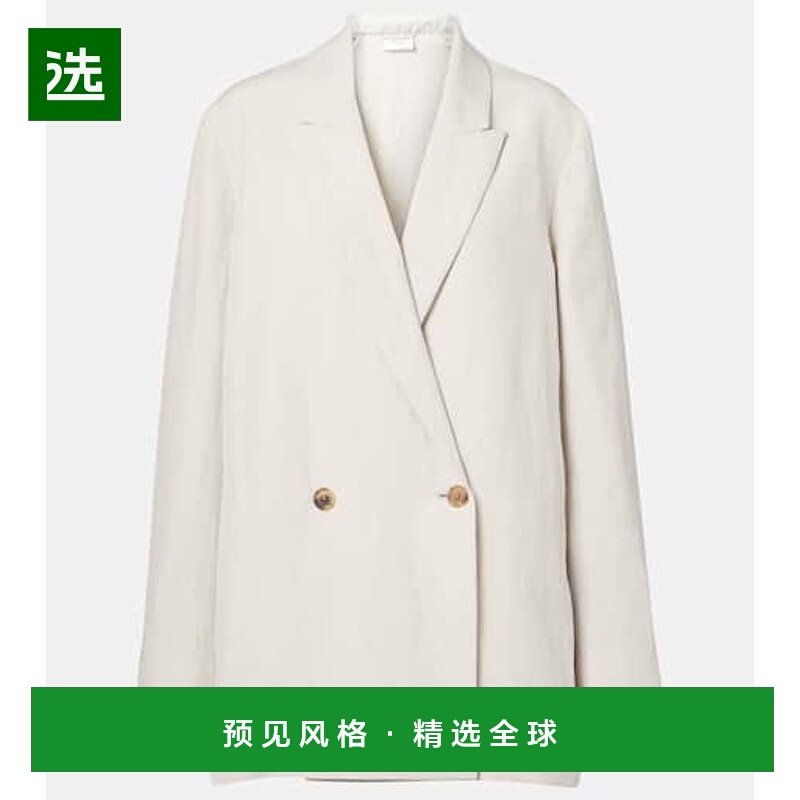 香港直邮The Row 女士 Nat 双排扣真丝亚麻西装外套,女装/女士精品,短外套,淘宝优惠券,粉丝福利购,淘宝优惠卷