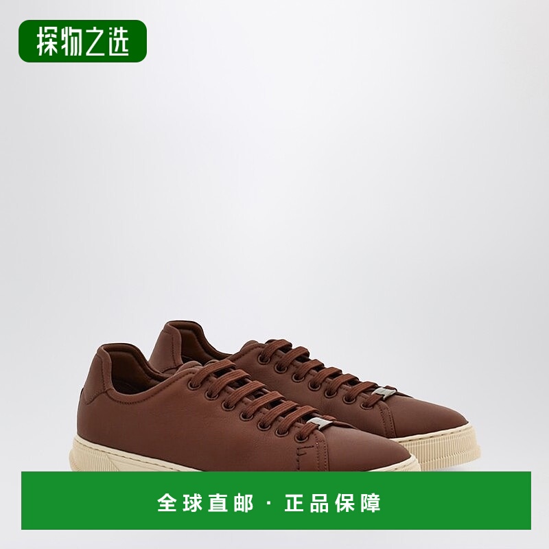 香港直邮Salvatore Ferragamo 菲拉格慕 男士 棕色皮质运动鞋 077