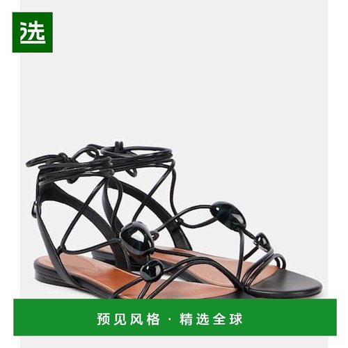 1h可退 香港直邮ZIMMERMANN 女士 Gleam 皮质凉鞋 black黑色 舒适