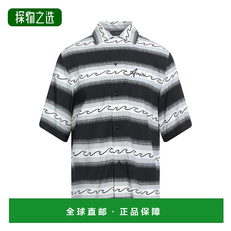 香港直邮AMIRI 男士 条纹衬衫 black黑色 舒适时尚