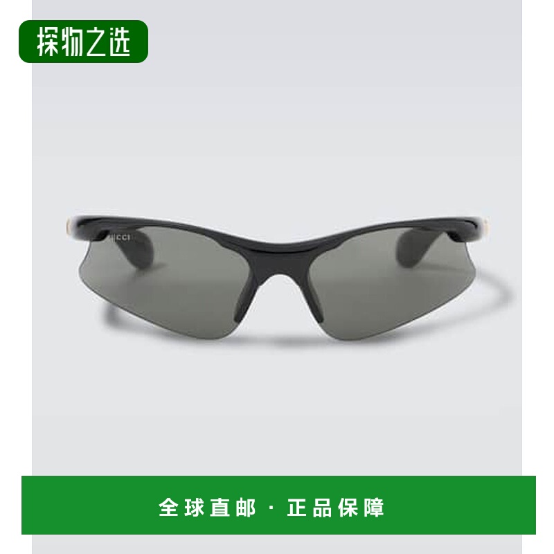 1h可退 香港直邮Gucci 古驰 男士 矩形太阳眼镜 black黑色 舒适时
