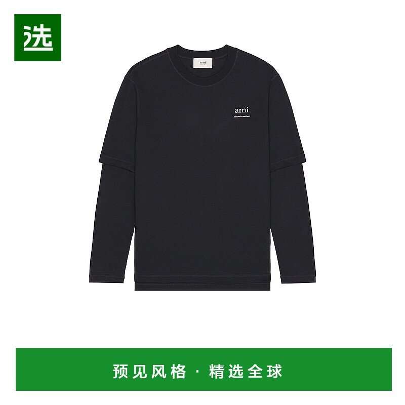 1h可退 香港直邮Ami Paris 男士 长袖T恤 HTS248JE0119 blue蓝色,男装,T恤,淘宝优惠券,粉丝福利购,淘宝优惠卷
