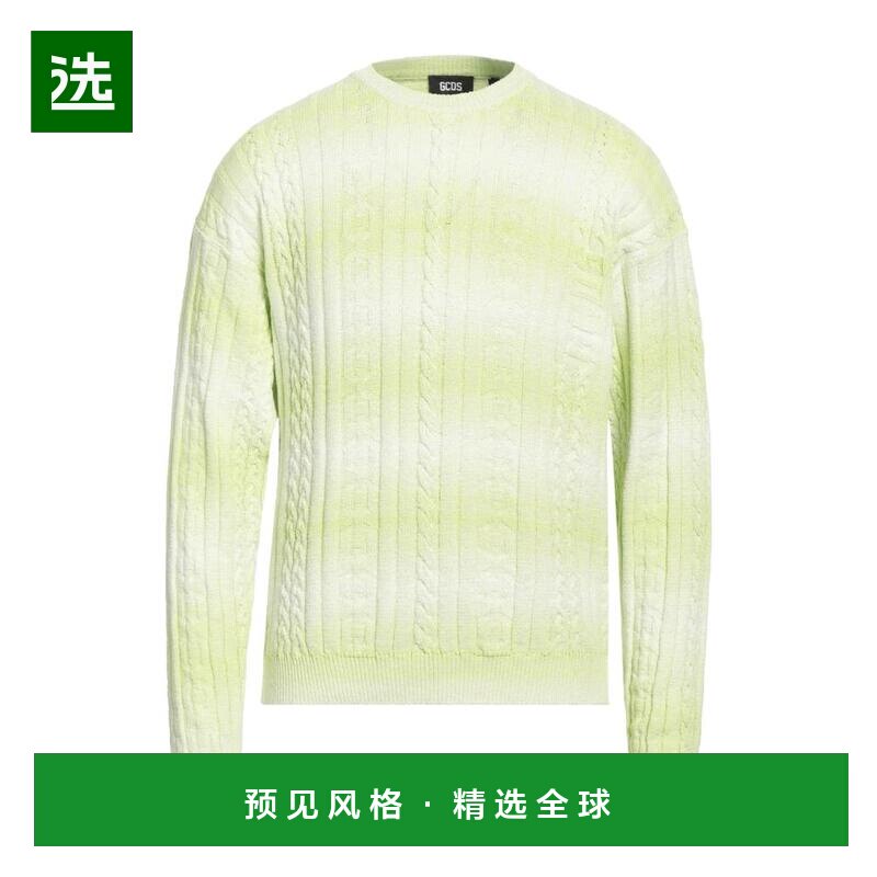1h可退 【美国直邮】GCDS 男装针织衫 双色圆领长袖毛衣 轻质针织