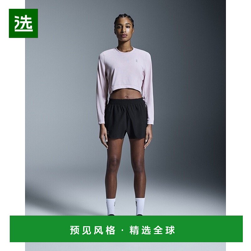 欧洲直邮On昂跑Train系列女士黑色再生聚酯反光标识训练短裤