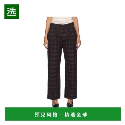 香港直邮R13 女士休闲裤 R13WR332R440BDARKBROWNPLAID AW2024