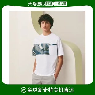 自营｜Hermes爱马仕SS23男士 T恤logo图案印花白色短袖 宽松
