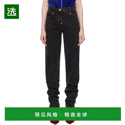 1h可退 【美国直邮】Pushbutton 黑色褶饰牛仔裤 女装 女士精品