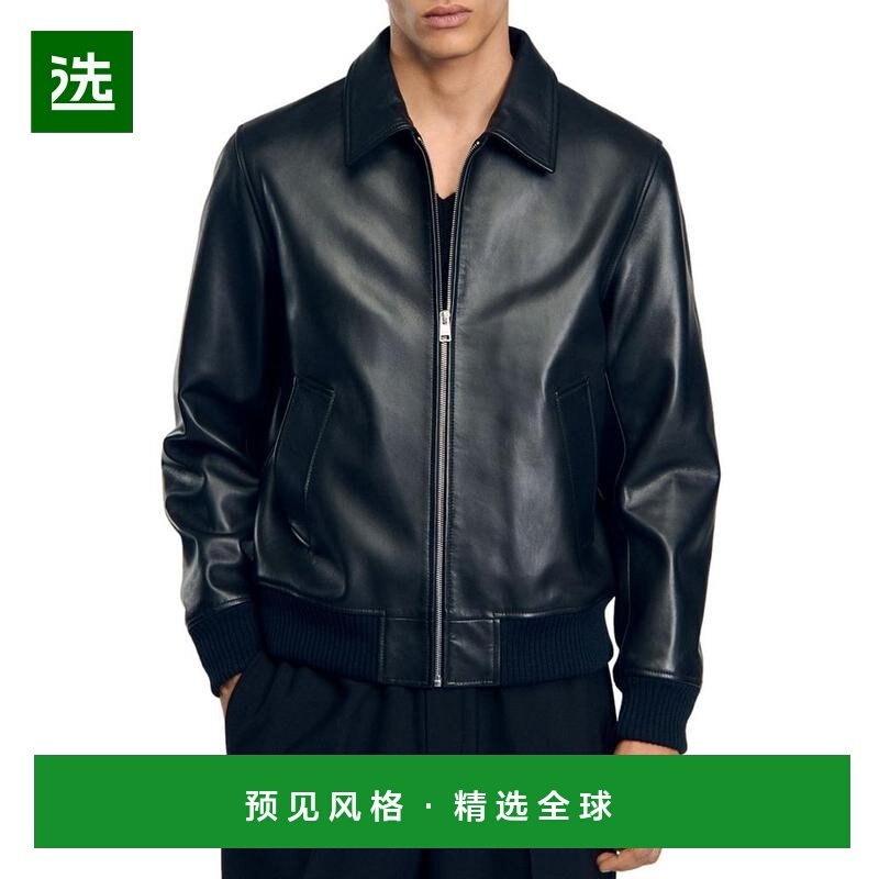 1h可退 【美国直邮】sandro 男士 皮质外套,男装,皮衣,淘宝优惠券,粉丝福利购,淘宝优惠卷