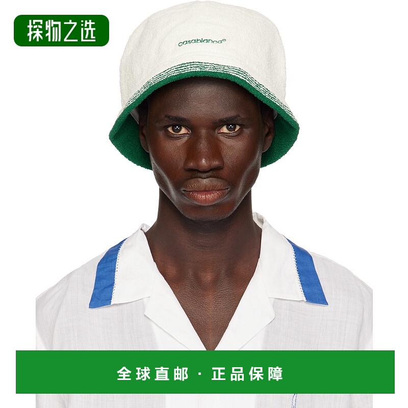 1h可退 香港直邮Casablanca 男士 白色刺绣渔夫帽 APS25HAT07102