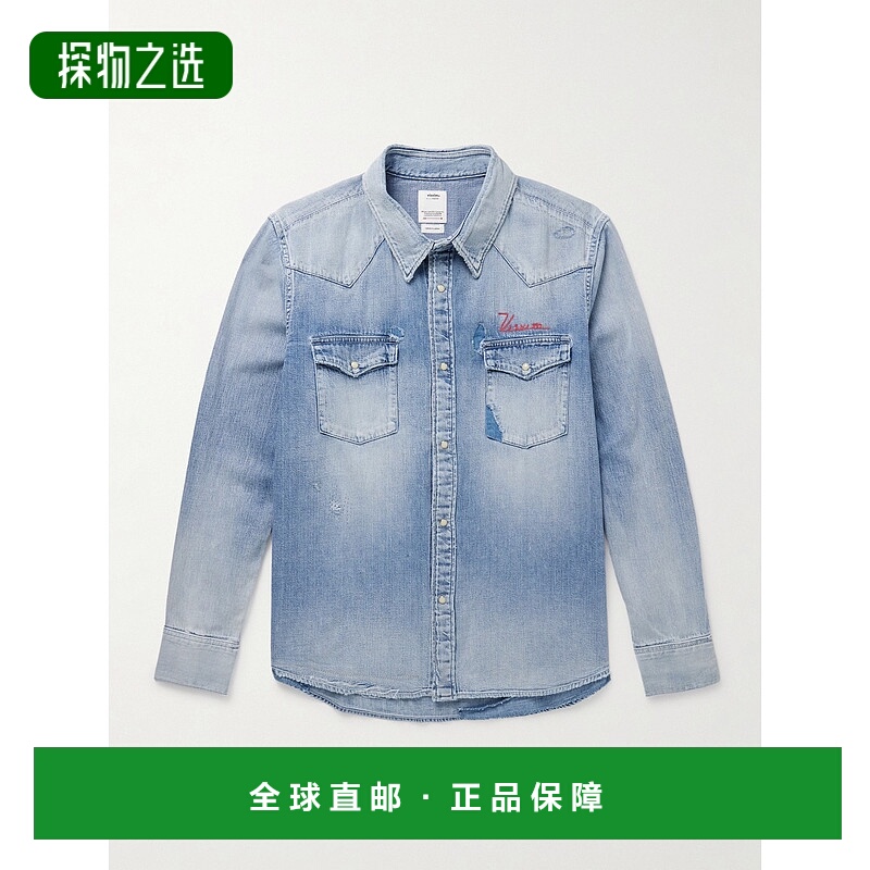 香港直邮Visvim 维斯维木 男士 Social Sculpture Logo刺绣牛仔布