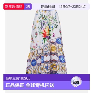 1h可退 香港直邮camilla and marc 女士 印花亚麻长款半身裙