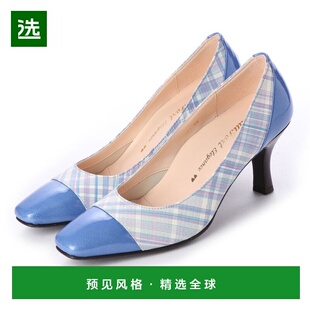 【日本直邮】BeauFort优雅7厘米鞋跟2E带步行跟鞋（蓝色组合浅口