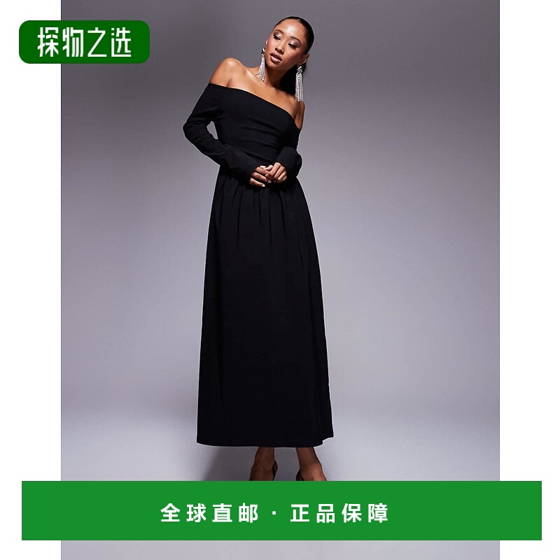 香港直邮ASOS 女士 bengaline bardot 设计长袖中长连衣裙(黑色)
