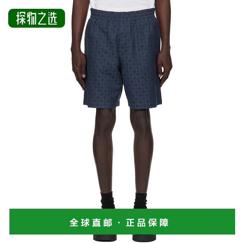 香港直邮Givenchy 纪梵希 男士 蓝色 Shiny Monogram 72 短裤 BM5