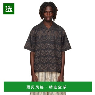 1h可退 香港直邮Commas 男士 棕色 Painted Shell Silk Camp Coll