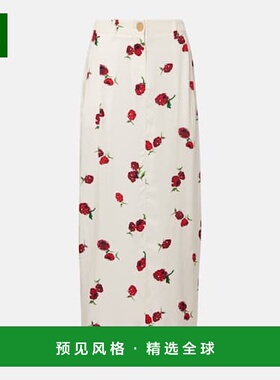 1h可退 香港直邮KHAITE 女士 Lucian 印花斜纹布长款半身裙